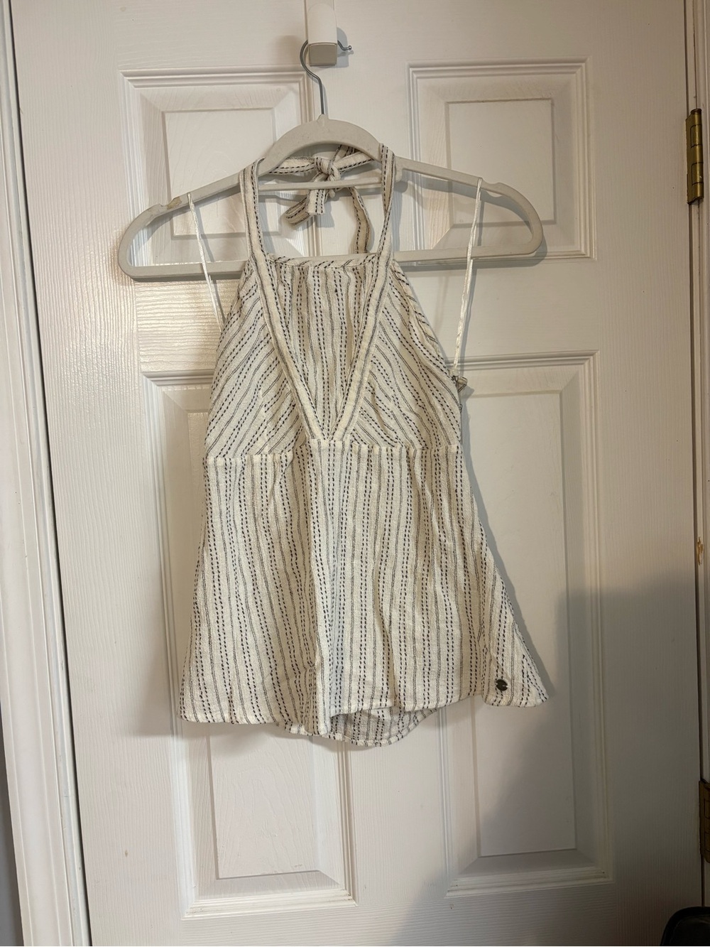 Striped Cream Halter Tank Top
